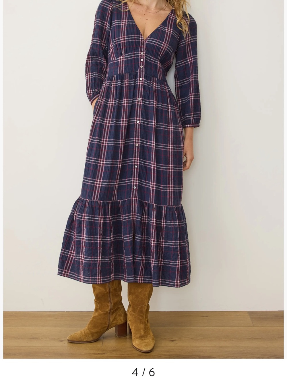 Marine Layer Maeve Plaid Tiered Maxi Dress
